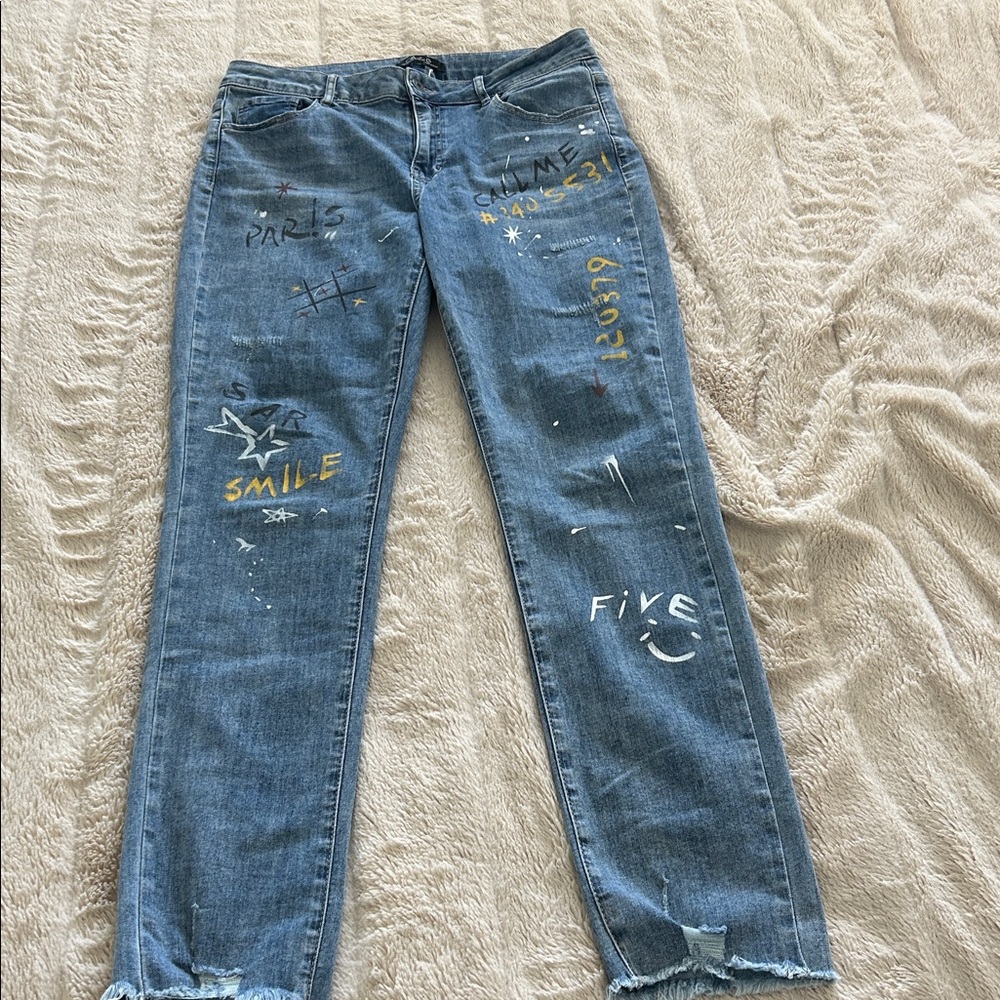 Charlie B Stylish Blue Jeans with Graphic Accents